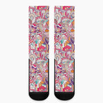 Pastel Bohemian Floral Pattern Print Crew Socks