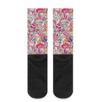 Pastel Bohemian Floral Pattern Print Crew Socks