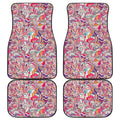 Pastel Bohemian Floral Pattern Print Front and Back Car Floor Mats