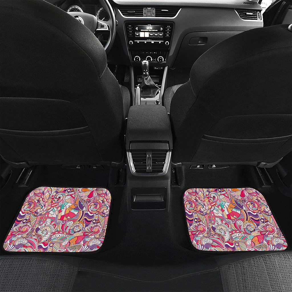 Pastel Bohemian Floral Pattern Print Front and Back Car Floor Mats