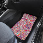 Pastel Bohemian Floral Pattern Print Front and Back Car Floor Mats