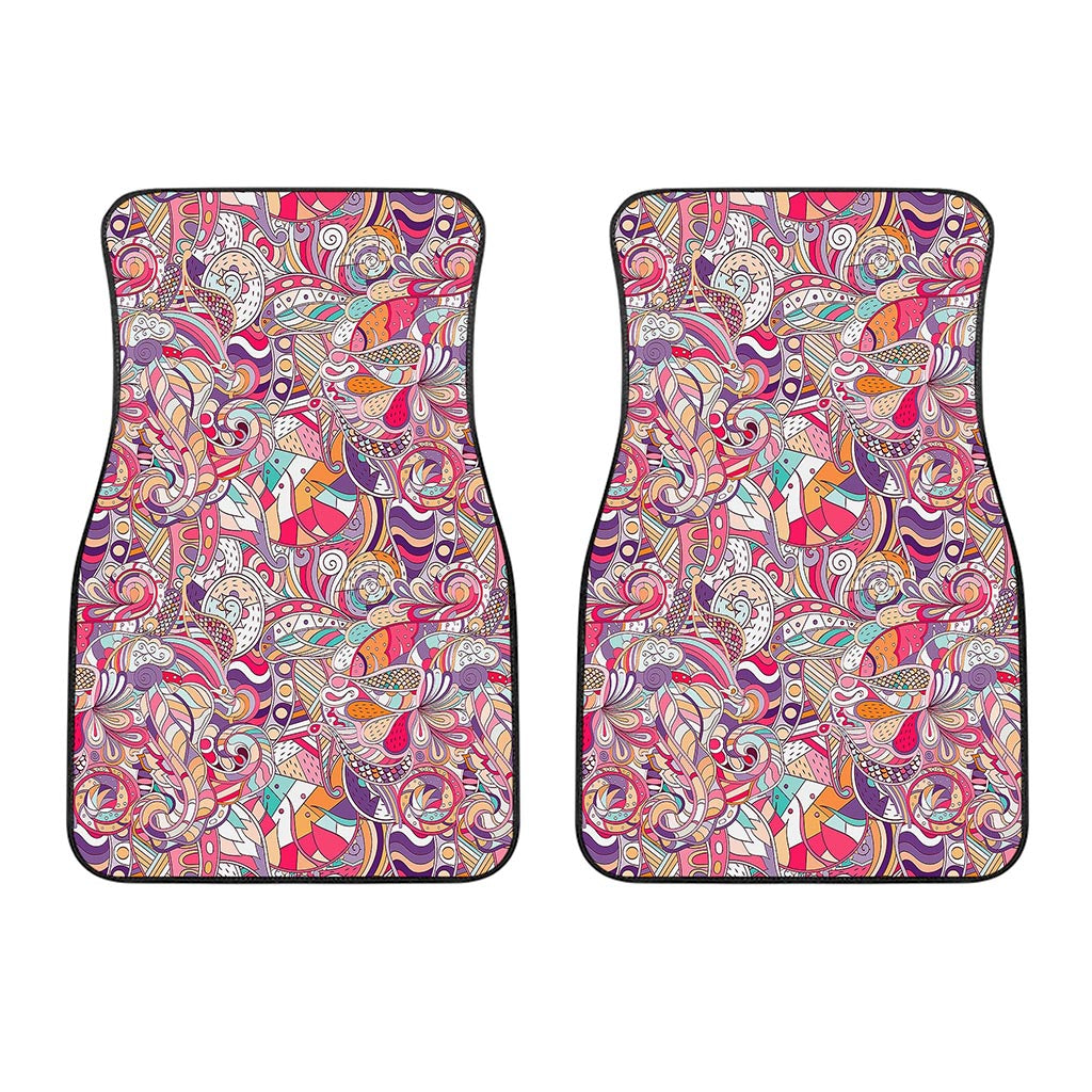 Pastel Bohemian Floral Pattern Print Front Car Floor Mats