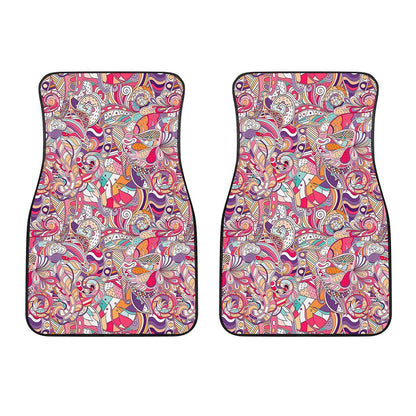 Pastel Bohemian Floral Pattern Print Front Car Floor Mats