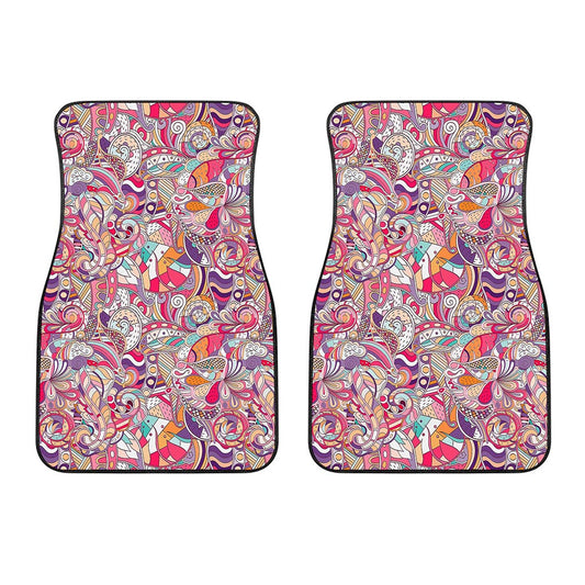 Pastel Bohemian Floral Pattern Print Front Car Floor Mats