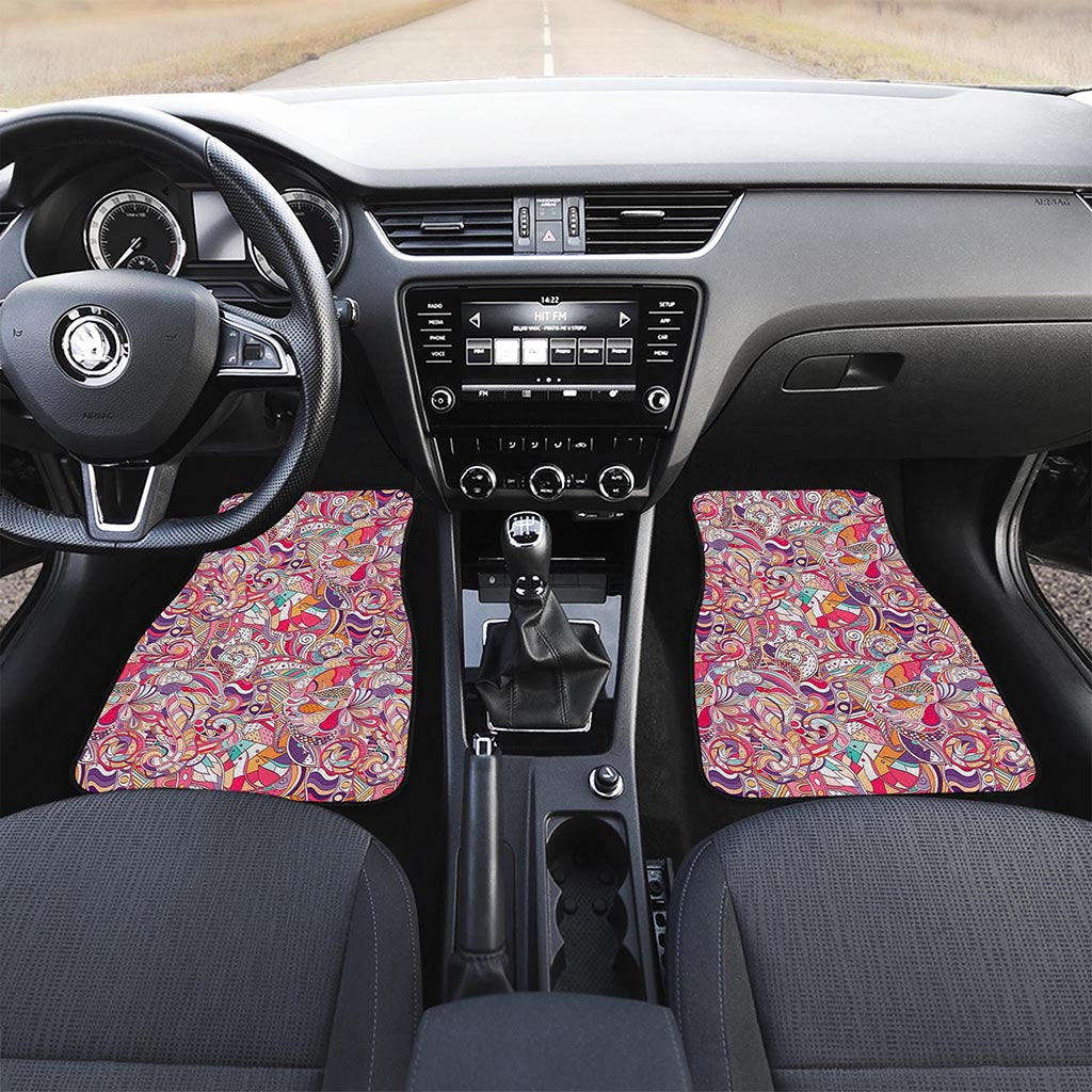 Pastel Bohemian Floral Pattern Print Front Car Floor Mats