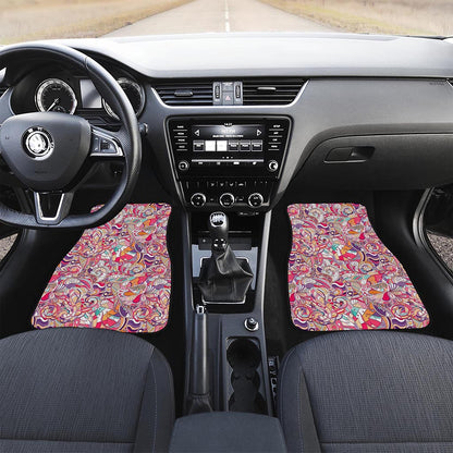 Pastel Bohemian Floral Pattern Print Front Car Floor Mats