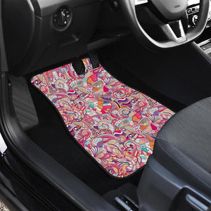 Pastel Bohemian Floral Pattern Print Front Car Floor Mats