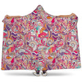 Pastel Bohemian Floral Pattern Print Hooded Blanket