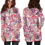 Pastel Bohemian Floral Pattern Print Hoodie Dress GearFrost