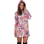 Pastel Bohemian Floral Pattern Print Hoodie Dress GearFrost