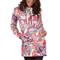 Pastel Bohemian Floral Pattern Print Pullover Hoodie Dress