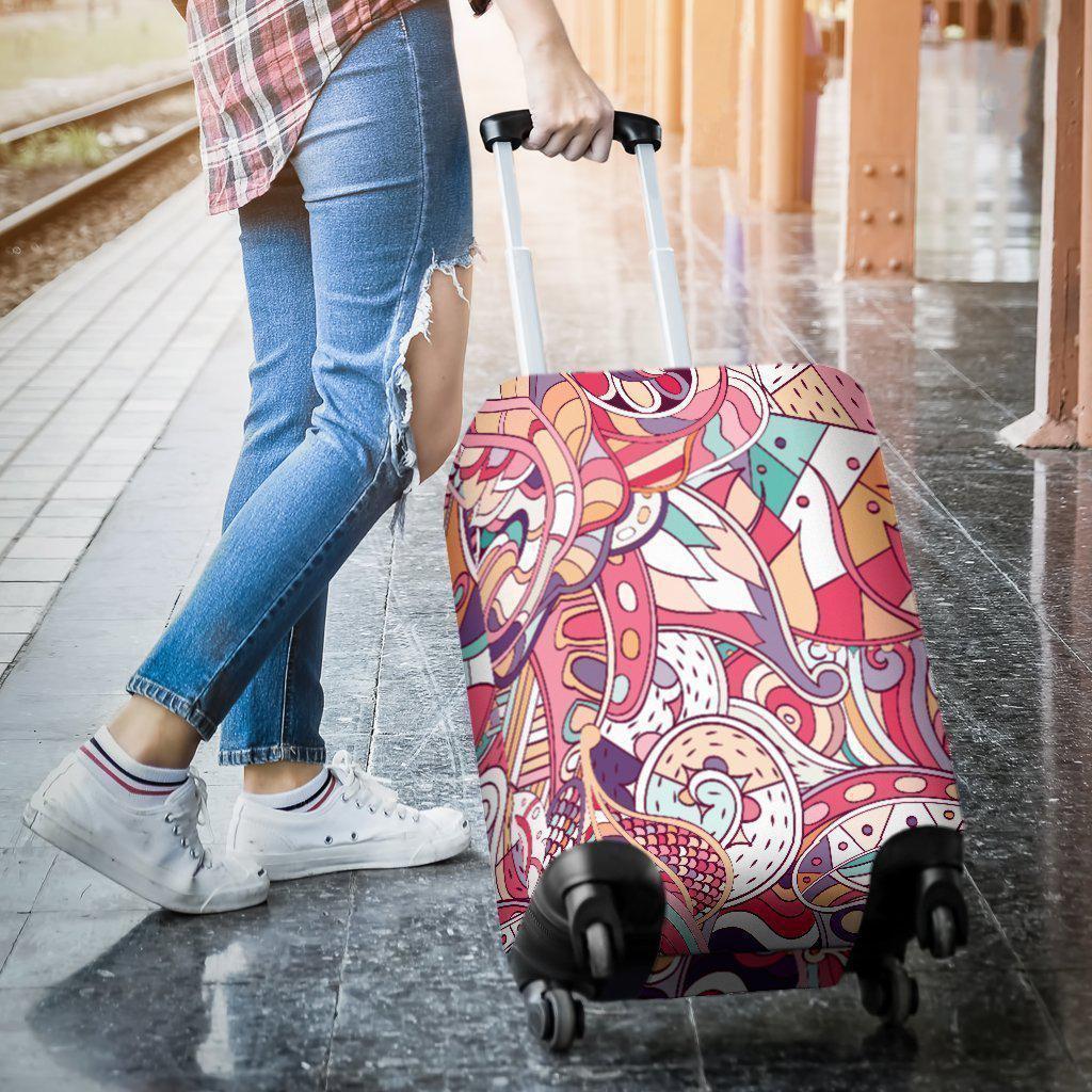 Pastel Bohemian Floral Pattern Print Luggage Cover GearFrost