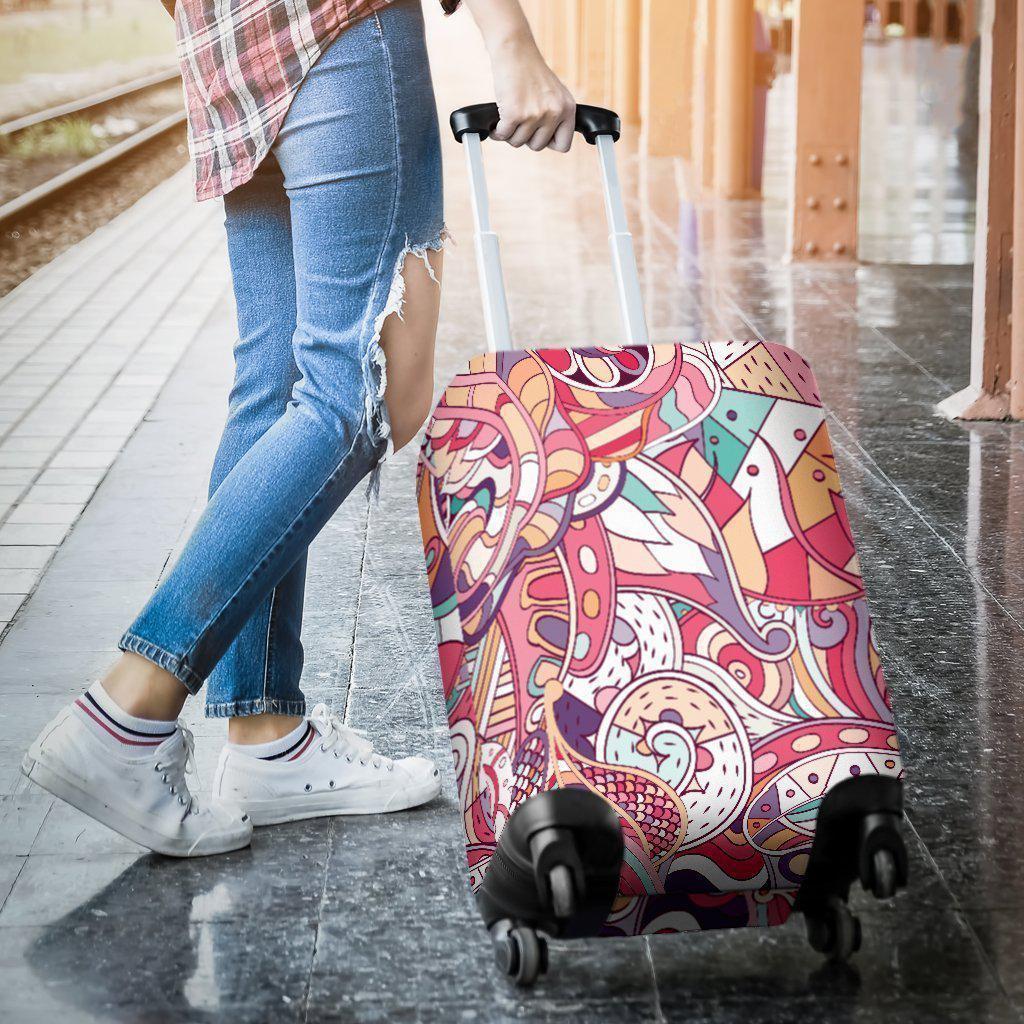 Pastel Bohemian Floral Pattern Print Luggage Cover GearFrost