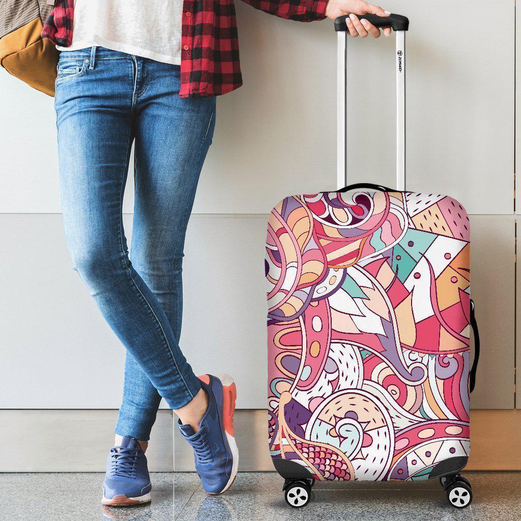 Pastel Bohemian Floral Pattern Print Luggage Cover GearFrost