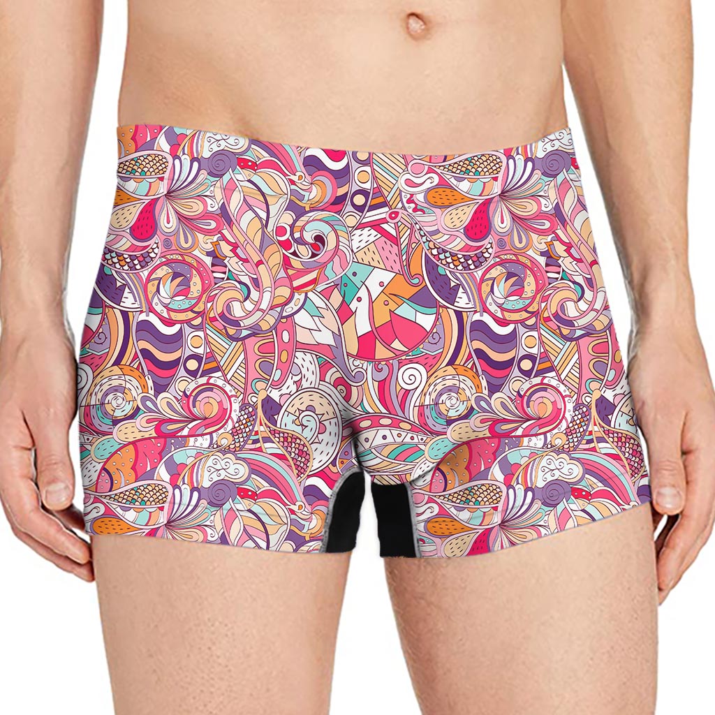 Pastel Bohemian Floral Pattern Print Men's Boxer Briefs