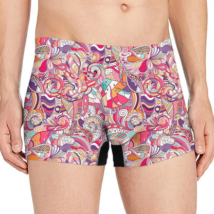 Pastel Bohemian Floral Pattern Print Men's Boxer Briefs