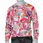 Pastel Bohemian Floral Pattern Print Men's Crewneck Sweatshirt GearFrost