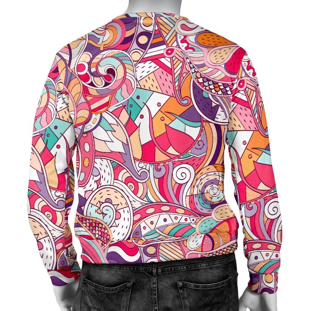 Pastel Bohemian Floral Pattern Print Men's Crewneck Sweatshirt GearFrost