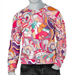 Pastel Bohemian Floral Pattern Print Men's Crewneck Sweatshirt GearFrost