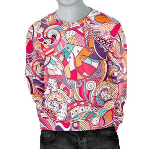 Pastel Bohemian Floral Pattern Print Men's Crewneck Sweatshirt GearFrost