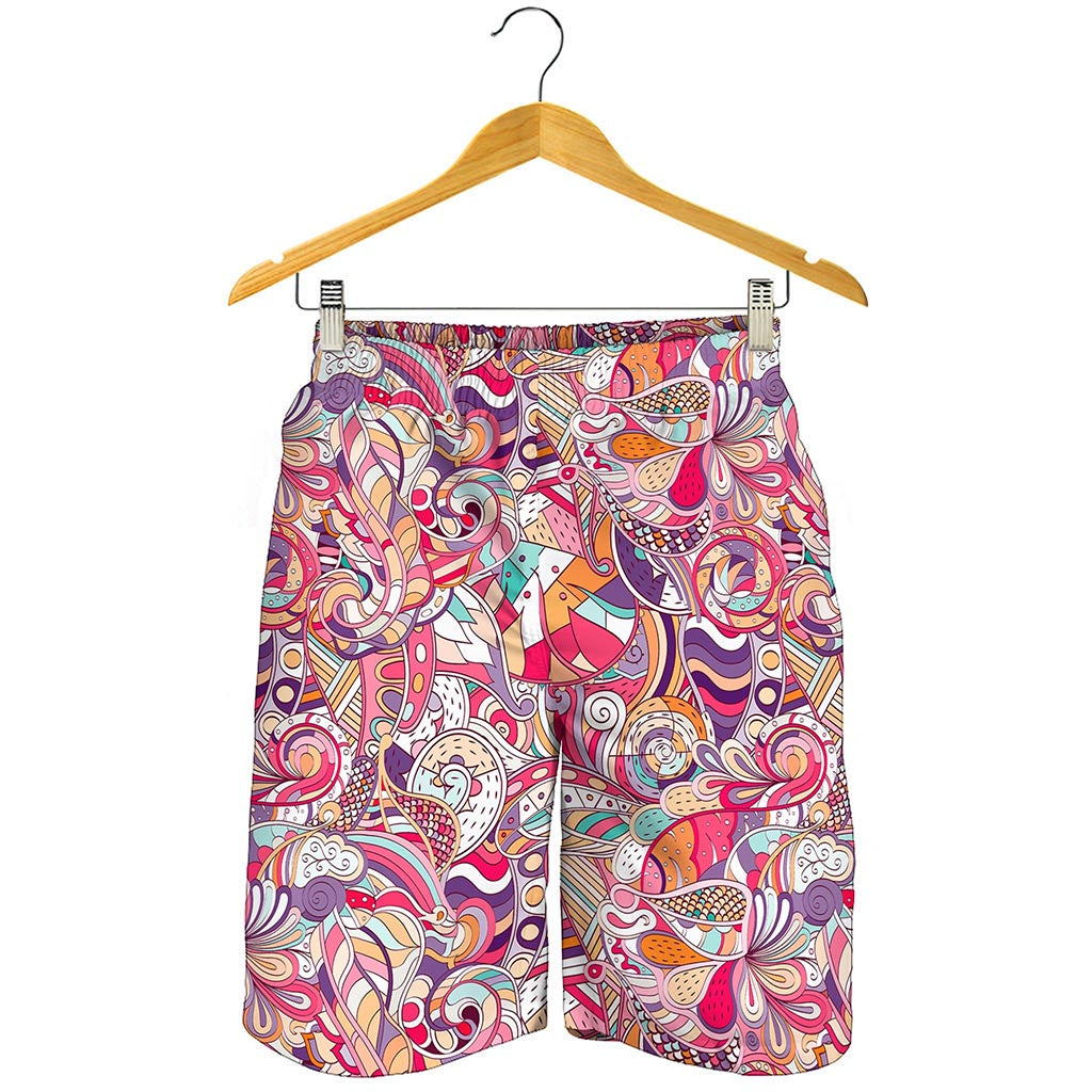 Pastel Bohemian Floral Pattern Print Men's Shorts
