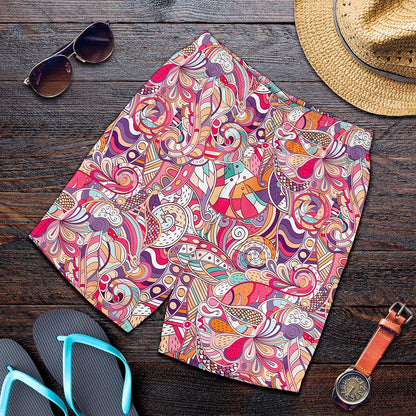 Pastel Bohemian Floral Pattern Print Men's Shorts