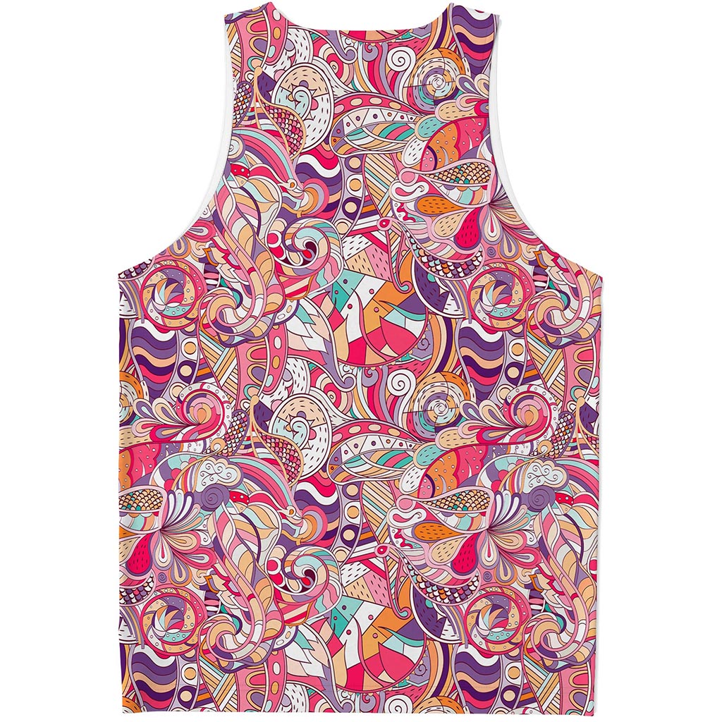 Pastel Bohemian Floral Pattern Print Men's Tank Top