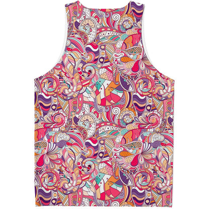Pastel Bohemian Floral Pattern Print Men's Tank Top