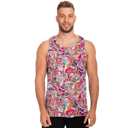 Pastel Bohemian Floral Pattern Print Men's Tank Top