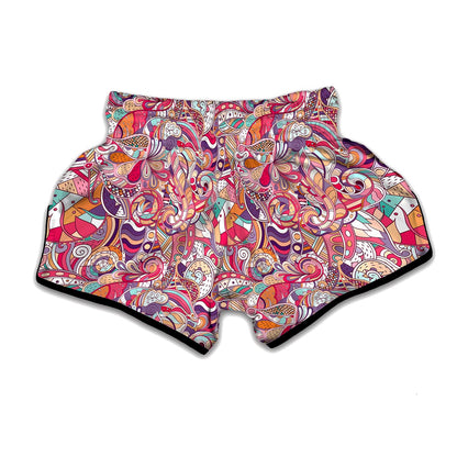 Pastel Bohemian Floral Pattern Print Muay Thai Boxing Shorts