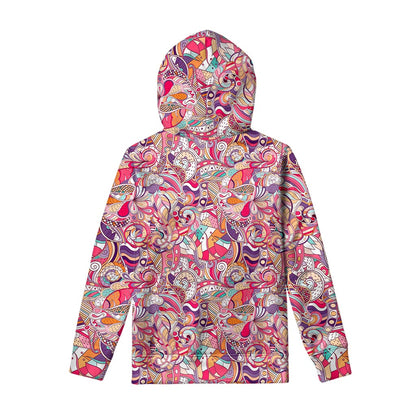 Pastel Bohemian Floral Pattern Print Pullover Hoodie