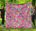 Pastel Bohemian Floral Pattern Print Quilt
