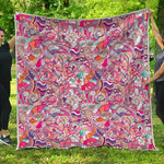 Pastel Bohemian Floral Pattern Print Quilt
