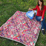 Pastel Bohemian Floral Pattern Print Quilt