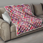 Pastel Bohemian Floral Pattern Print Quilt