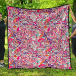 Pastel Bohemian Floral Pattern Print Quilt