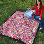 Pastel Bohemian Floral Pattern Print Quilt