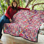 Pastel Bohemian Floral Pattern Print Quilt