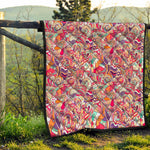 Pastel Bohemian Floral Pattern Print Quilt