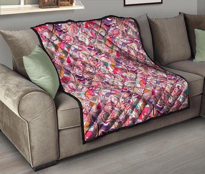 Pastel Bohemian Floral Pattern Print Quilt