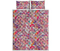 Pastel Bohemian Floral Pattern Print Quilt Bed Set
