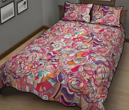 Pastel Bohemian Floral Pattern Print Quilt Bed Set