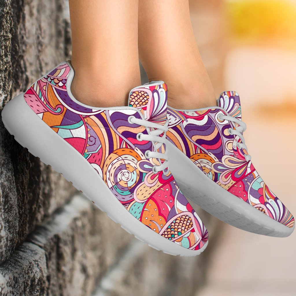 Pastel Bohemian Floral Pattern Print Sport Shoes GearFrost