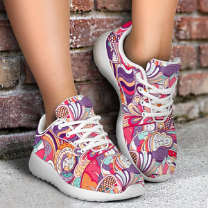 Pastel Bohemian Floral Pattern Print Sport Shoes GearFrost