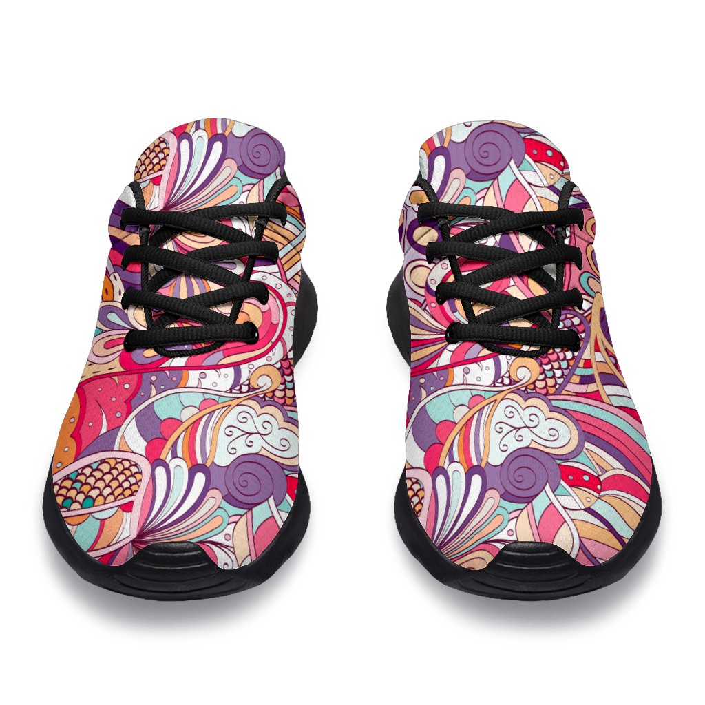 Pastel Bohemian Floral Pattern Print Sport Shoes GearFrost