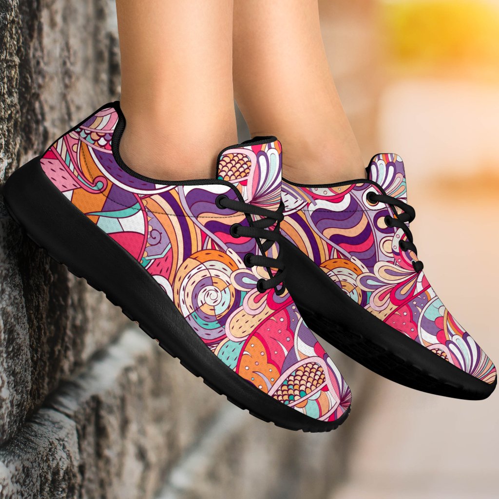 Pastel Bohemian Floral Pattern Print Sport Shoes GearFrost