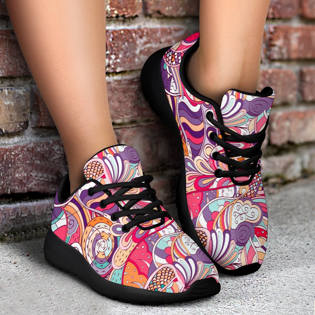 Pastel Bohemian Floral Pattern Print Sport Shoes GearFrost