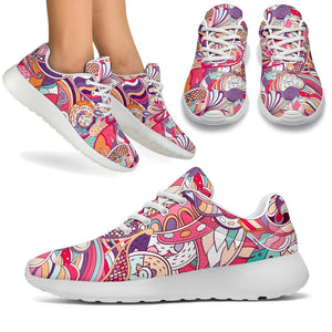 Pastel Bohemian Floral Pattern Print Sport Shoes GearFrost