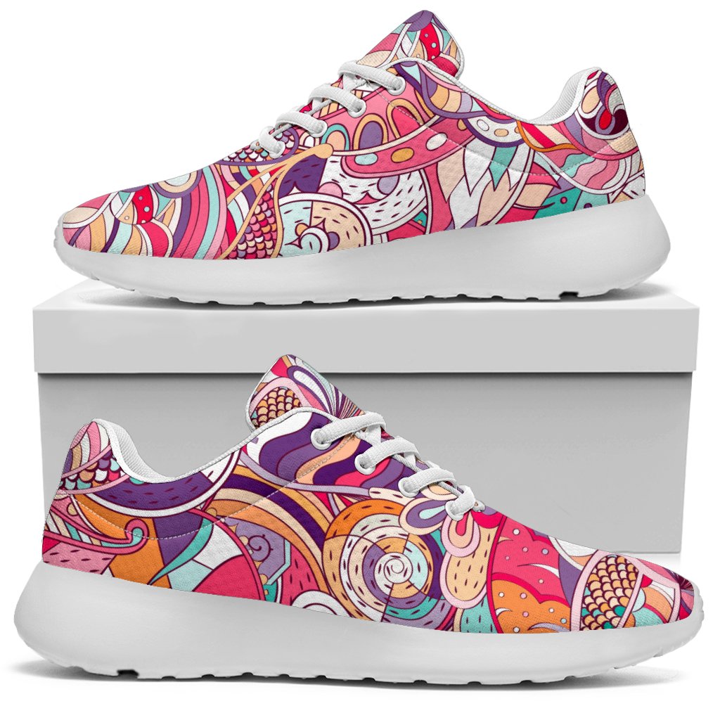 Pastel Bohemian Floral Pattern Print Sport Shoes GearFrost