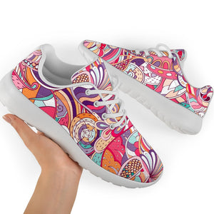 Pastel Bohemian Floral Pattern Print Sport Shoes GearFrost